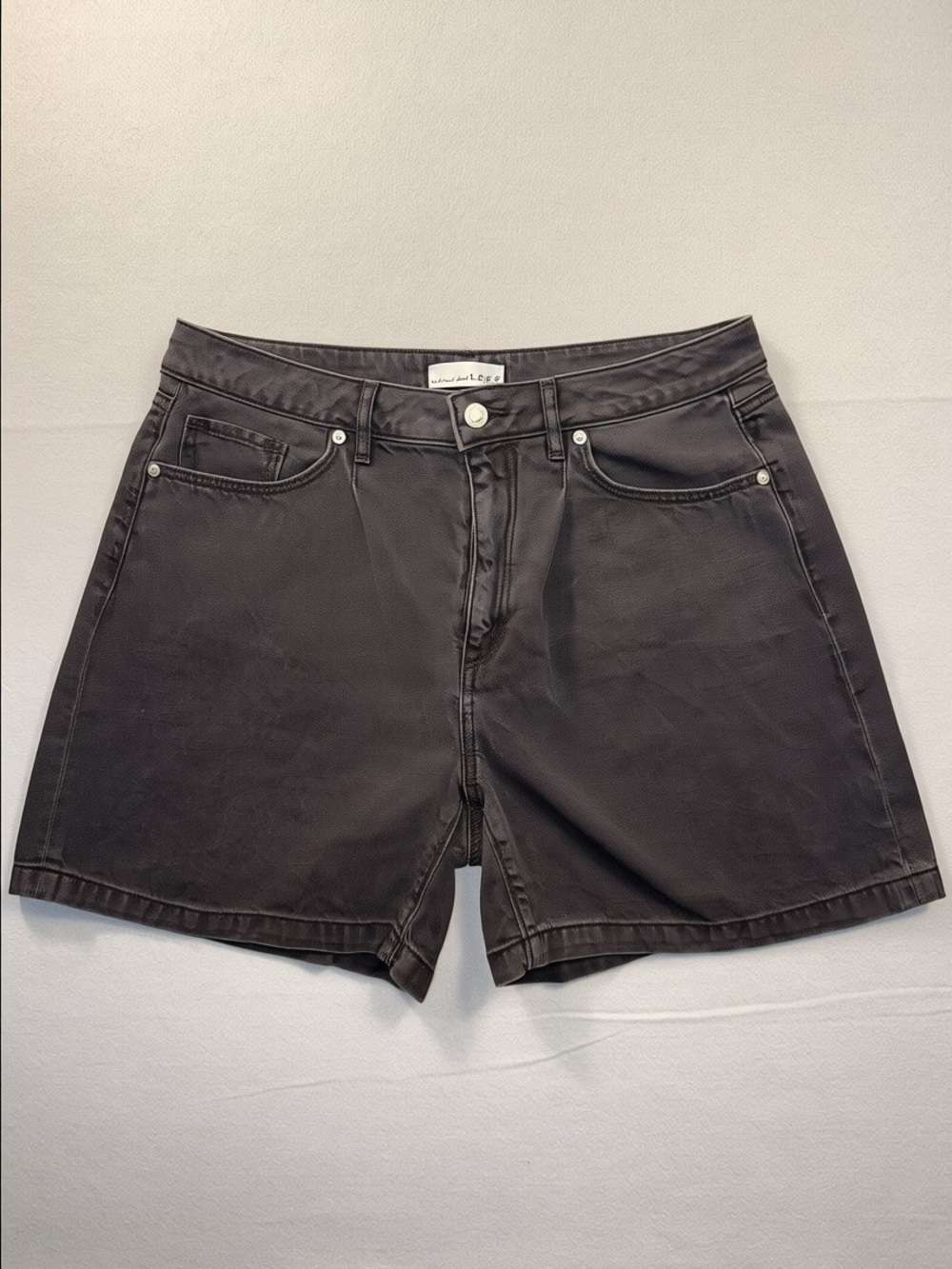 LOFT 6 Size 28 Linen Washed Black High-Rise Denim Shorts Summer Stretch